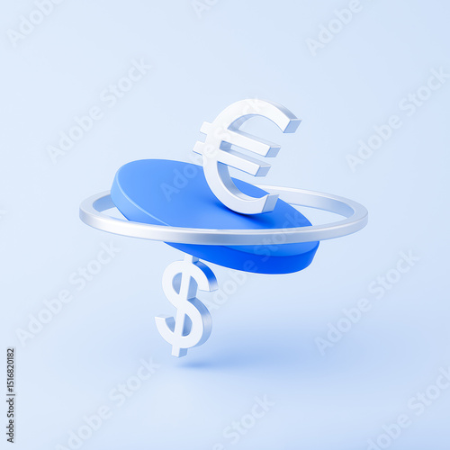 3D Currency Symbols of Euro and Dollar on Balance – Forex or Exchange Rate Concept
