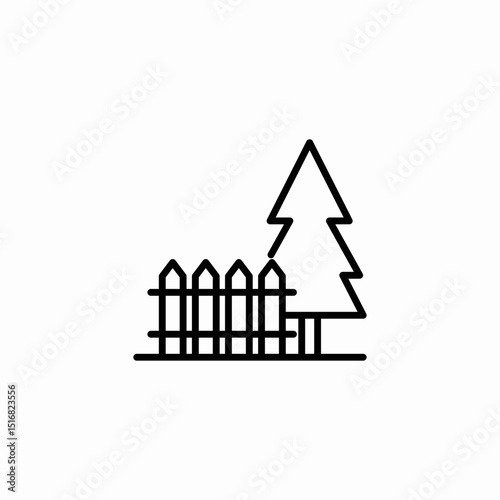 fence tree icon sign vector