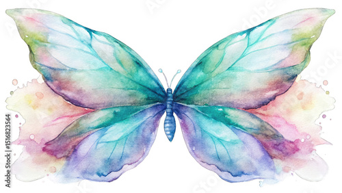 Whimsical Watercolor Fairy Wings in Soft Colors, Modern Style, Cut Out, Hand Drawn PNG Illustration with Transparent Background, Clipart Design for Home decor