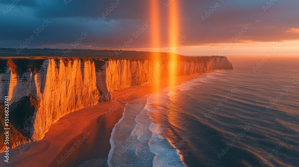 Fototapeta premium Dramatic sunset over coastal cliffs (1)