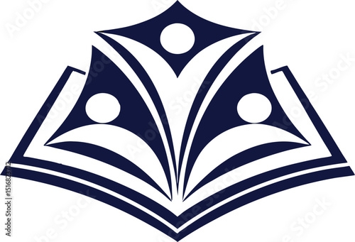 Modern education logo design with abstract book and human figures vector illustration.