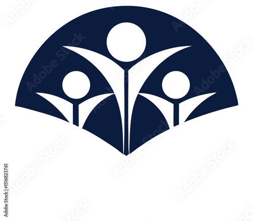 Modern education logo design with abstract book and human figures vector illustration.
