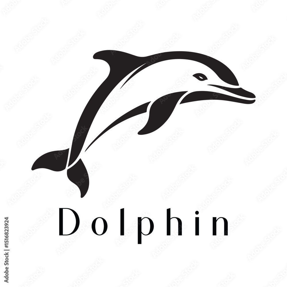 Naklejka premium Minimal Dolphin Logo Design – Silhouette Style Vector for Modern Branding 