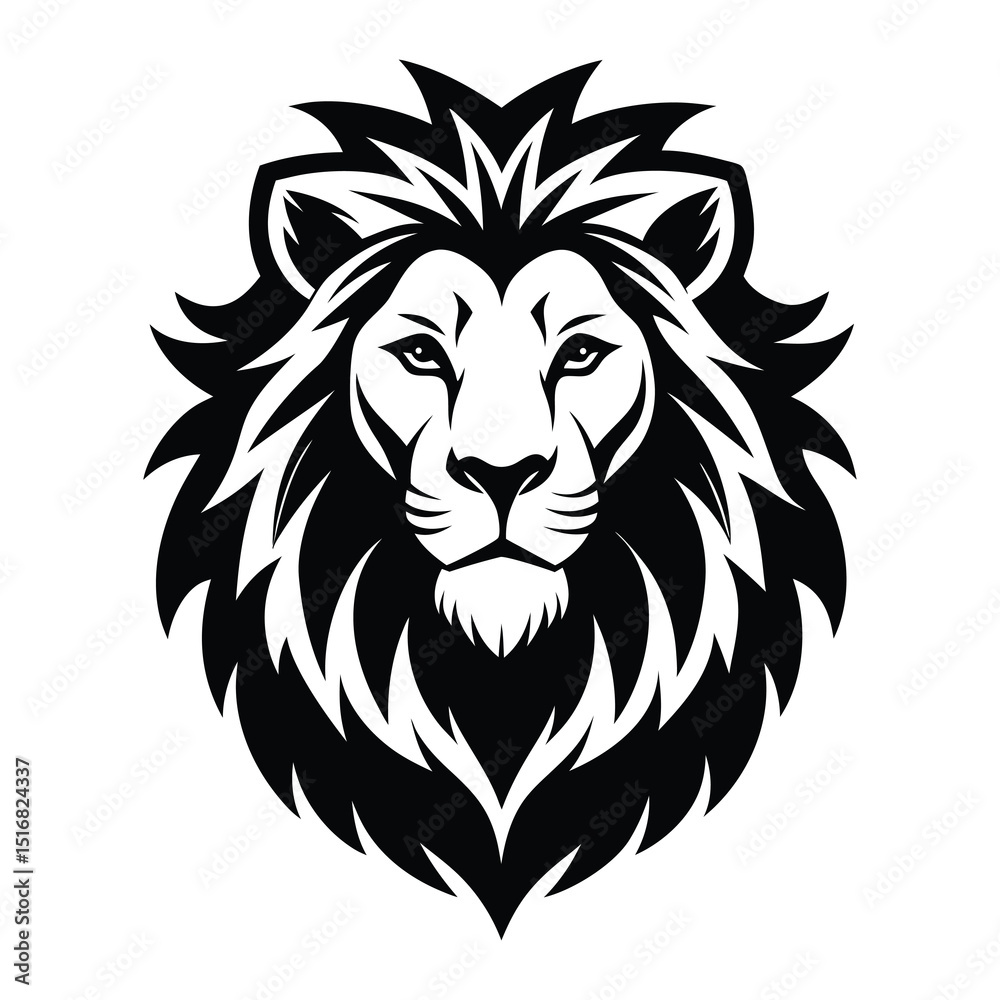 Majestic Lion Head Tribal Style Vector Illustration Majestic Lion Head Tribal Style Vector Illustration
