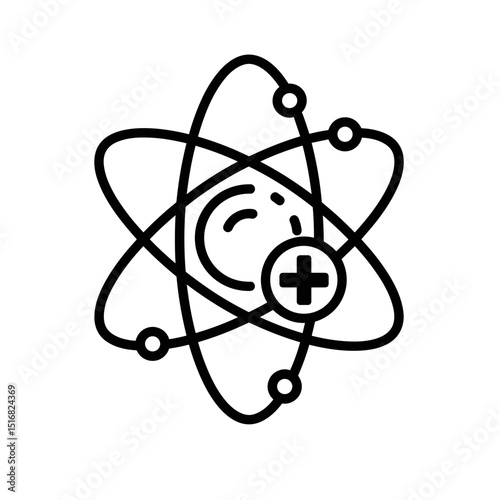 Nuclear industry icon representing isotope medical use concept  