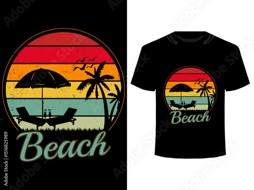 Beach Retro Vintage T Shirt Design Vectors file Download | Adobe Stock