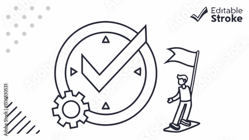 Line icons about checkmark. Line icon on transparent background with editable stroke. vector art illustration