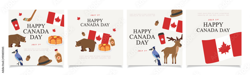Fototapeta premium Canada day elements collection. Design for posters, banner, greeting cards, stickers
