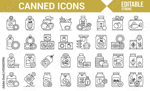 Set of Canned Food Icons for Grocery and Product Design
