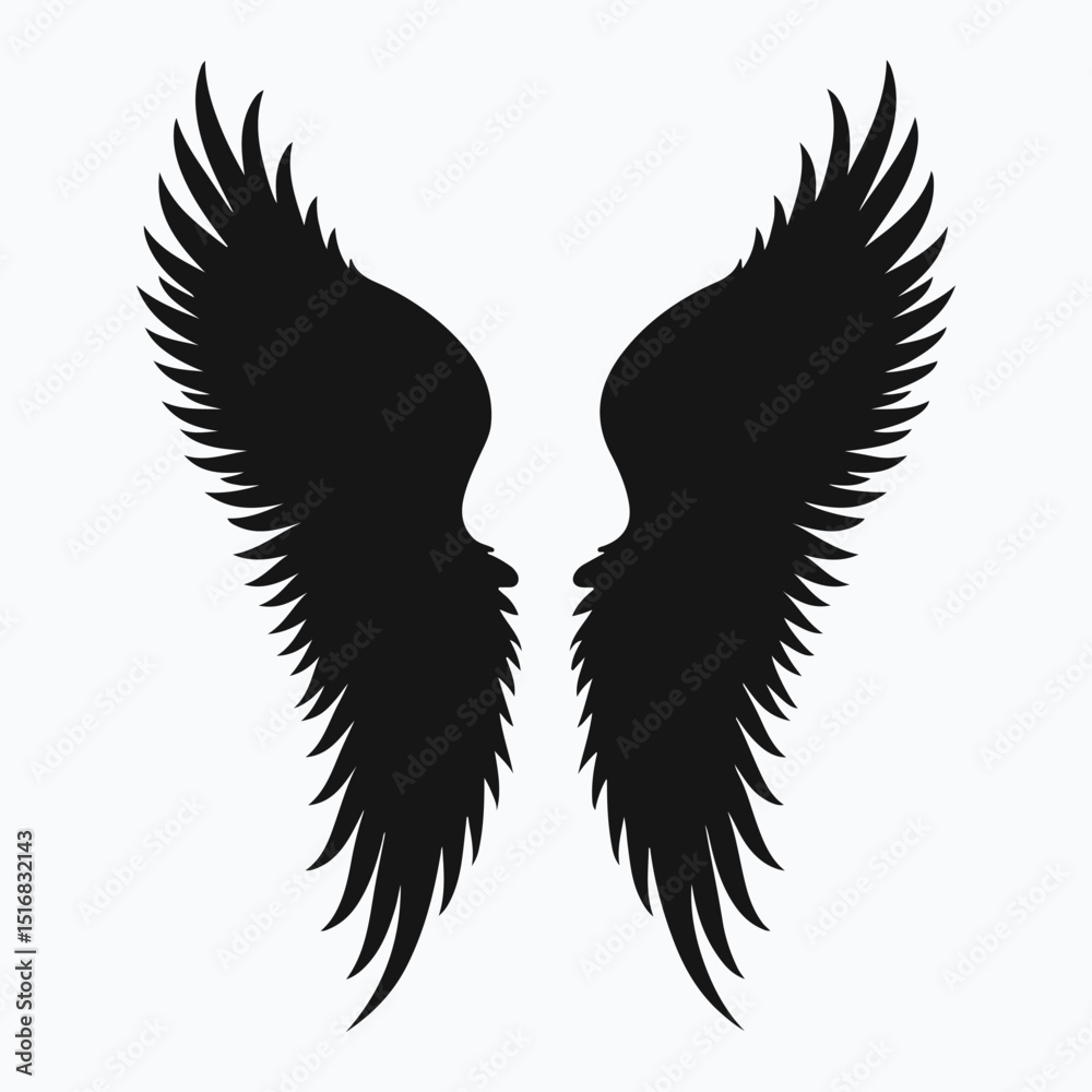 Obraz premium Angel wings black logo silhouette vector