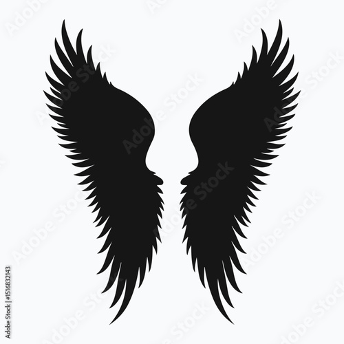 Angel wings black logo silhouette vector