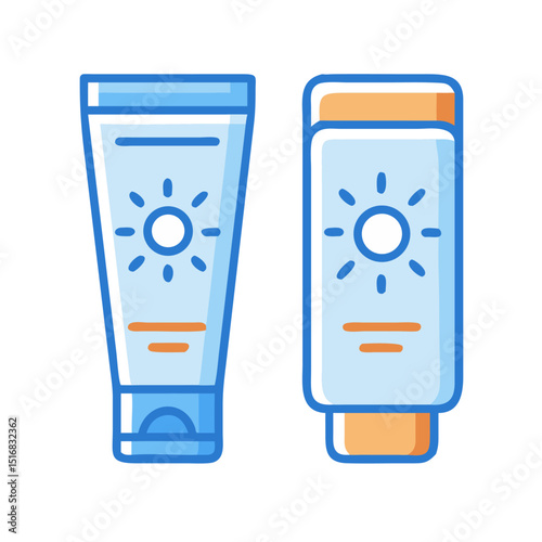 Vector Illustration of Various Sunscreen Products for Summer Branding