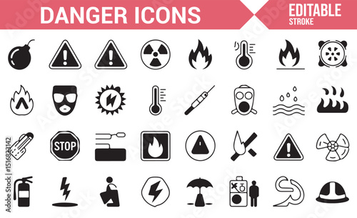 A Collection of Icons for Hazardous Materials, Risk, and Emergency.