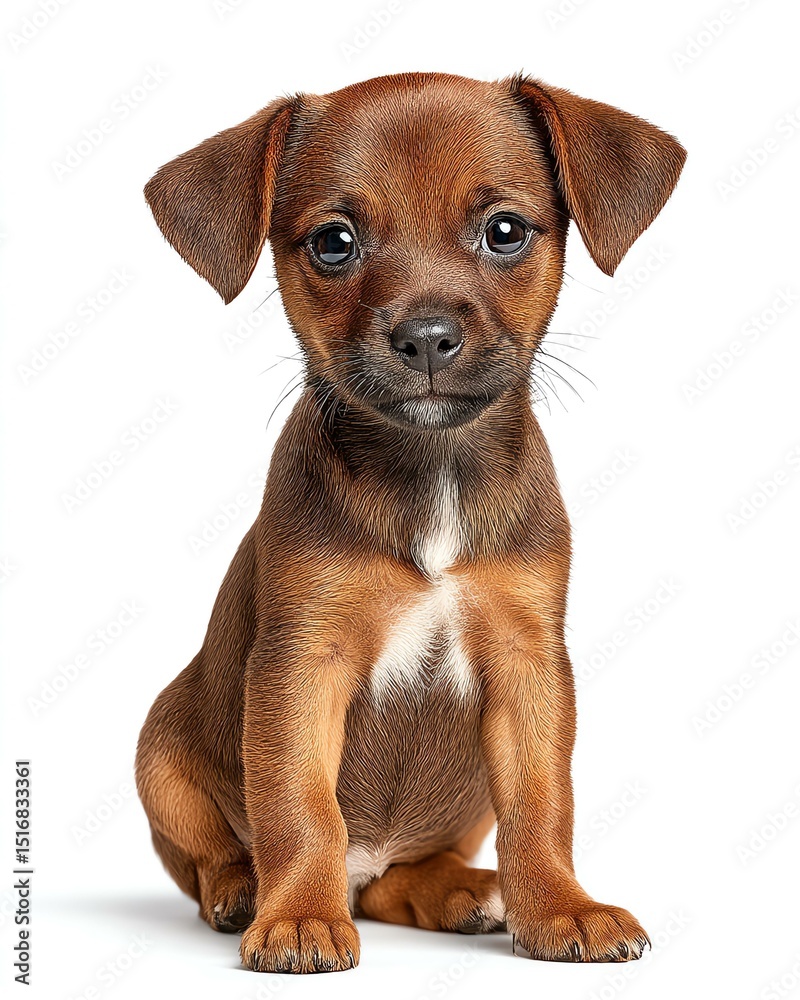 Adorable Brown Puppy Sitting on White Background Adorable Brown Puppy Sitting on White Background