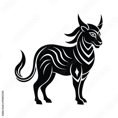Ornamental Black Bull Silhouette