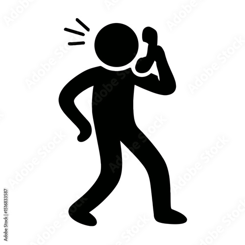 Stick Figure Talking on Phone Icon Representing Communication