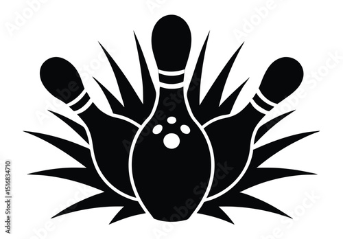 bowling ball hitting pins silhouette vector art ideal for bowling league logos and sports graphics