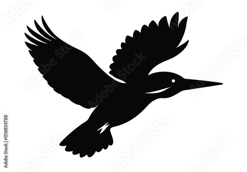 Silhouette of Kingfisher Bird in Flight Vector Illustration for Nature and Wildlife