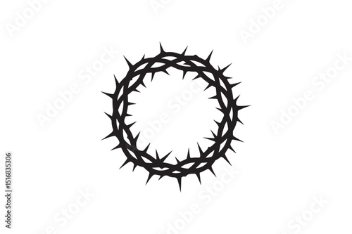 Crown of thorns silhouette vector art illustration on white background