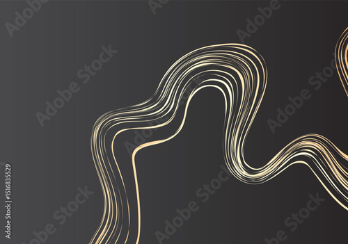 Abstract dark gradient design with golden shapes and smooth curves
