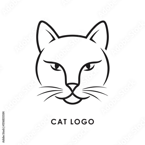minimal cat logo vector