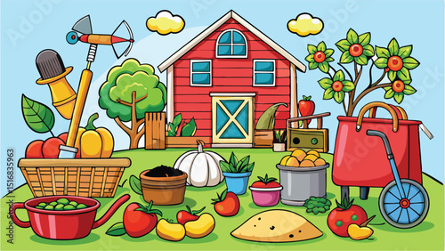 farm house with flowers