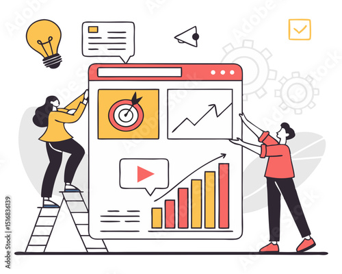 Vector illustration concept of website and app design and development. Creative flat design for web banner, marketing material, business presentation, online advertising.
