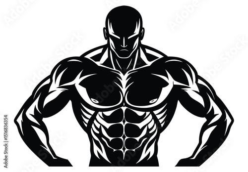 strong muscular man silhouette vector graphic fitness illustration male body shape icon