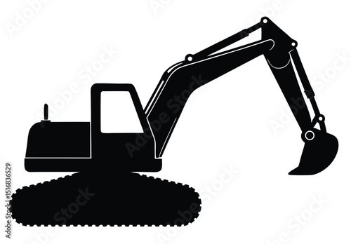 construction excavator silhouette vector illustration heavy machinery design artwork
