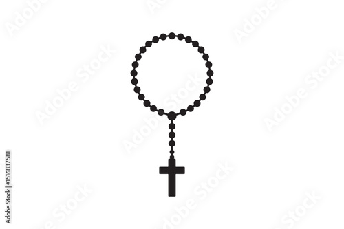 Rosary silhouette vector art illustration on white background