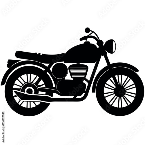 Classic Motorcycle Silhouette Vintage Bike Design Illustration