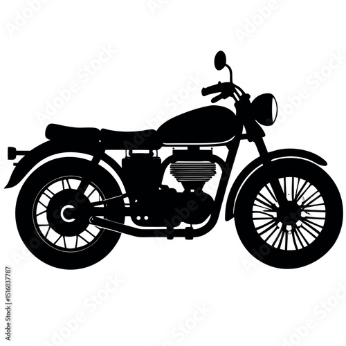 Vintage Motorcycle Silhouette Classic Bike Design Illustration