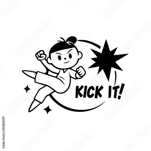 sticker of a tiny martial artist 