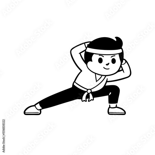 karate kid doing warm-up