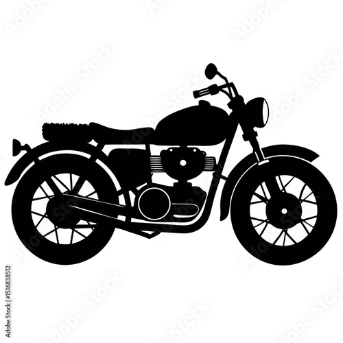 Classic Motorcycle Silhouette Vintage Bike Illustration