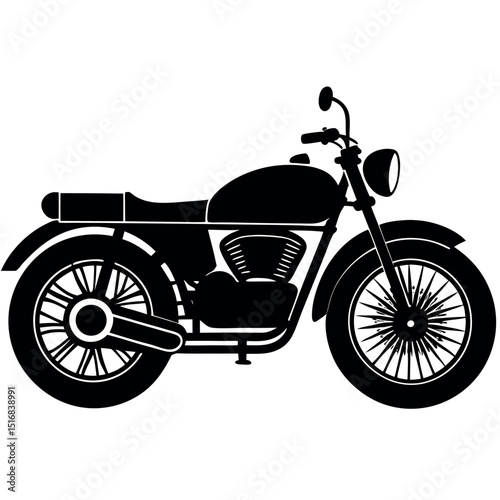 Classic Motorcycle Silhouette Vintage Bike Design Illustration