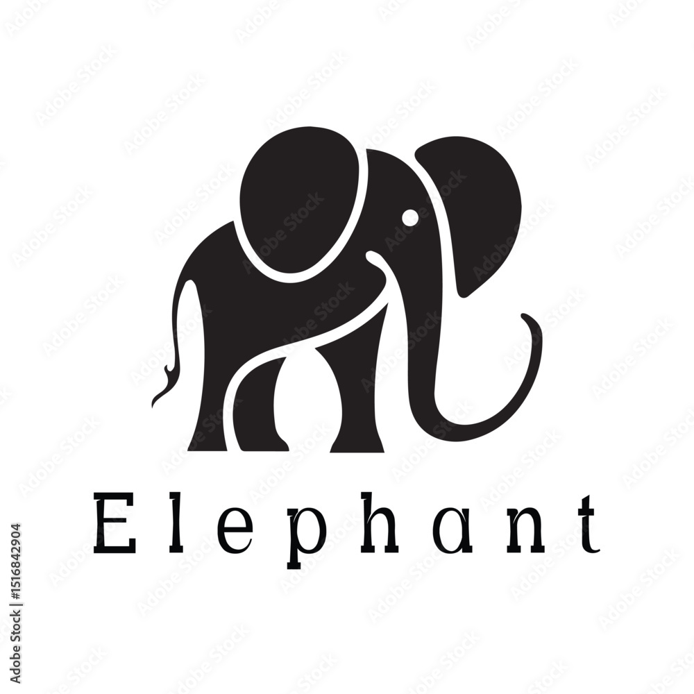 Obraz premium Minimal Silhouette Style Elephant Logo Vector Design for Branding