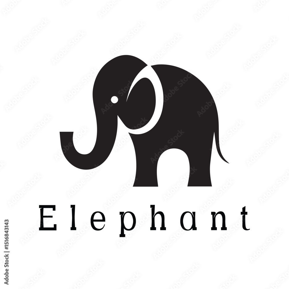 Obraz premium Minimal Silhouette Style Elephant Logo Vector Design for Branding