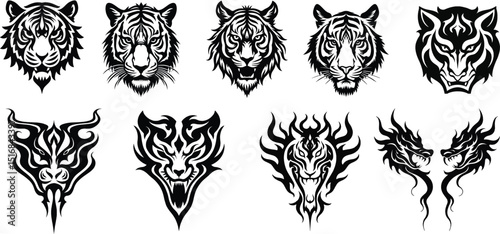 Realistic Tiger Vector Illustration – Detailed Wild Animal Design for Logos and Prints.
Tiger Head Silhouette Vector – Bold Wildlife Emblem for Branding and Tattoos.