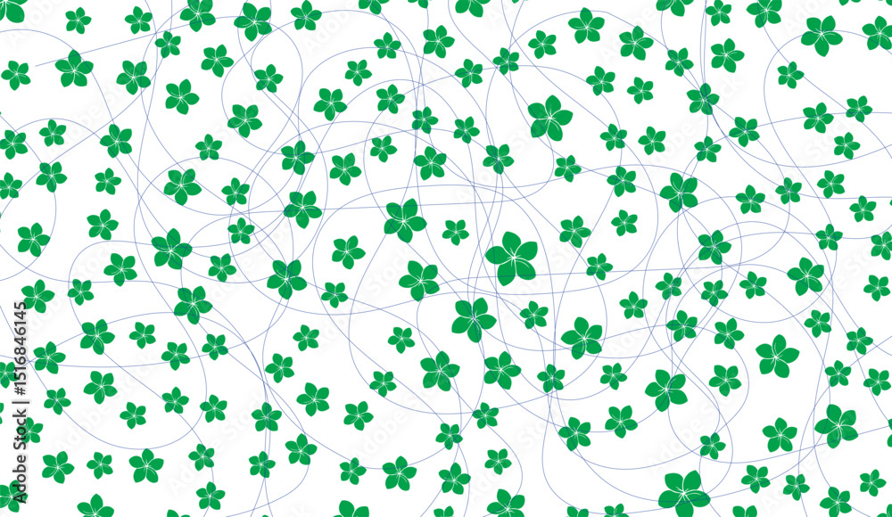 Floral Dreamscape: Abstract Green Flower Pattern with Delicate Blue Vines on White Background, Perfect for Spring Designs and Nature-Inspired Themes Floral Dreamscape: Abstract Green Flower Pattern with Delicate Blue Vines on White Background, Perfect for Spring Designs and Nature-Inspired Themes