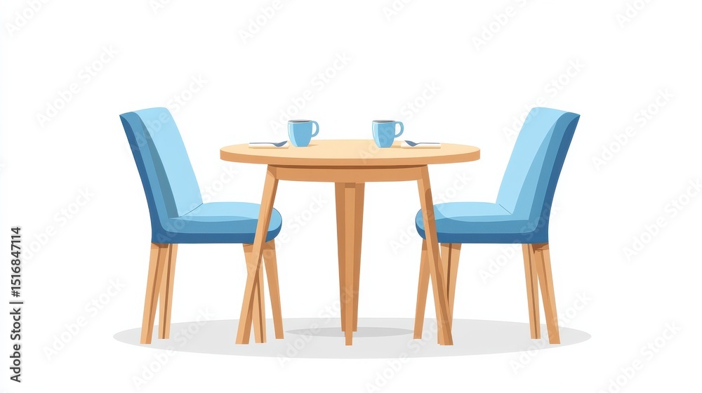 Fototapeta premium Illustration of a dinning table on a white background illustration , no logos, no brands