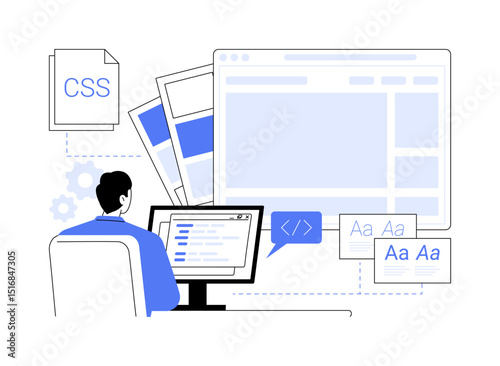 CSS code isolated cartoon vector illustrations.