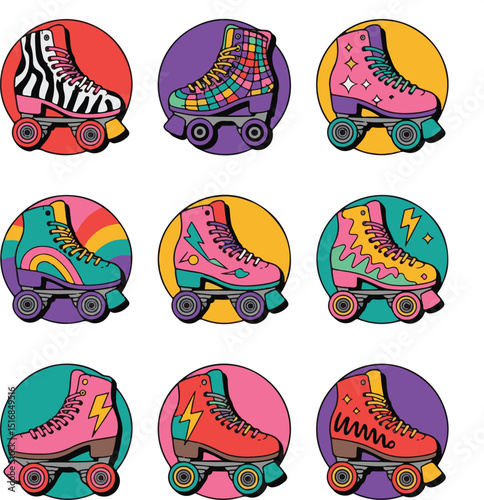 Vibrant Roller Skates Colorful and Fun Nostalgic Designs	