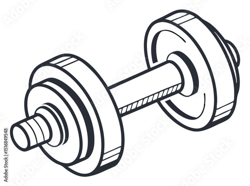 Simple vector illustration of a black and white dumbbell for fitness