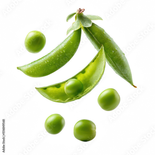 Wallpaper Mural Fresh green peas are beautifully displayed on a white background, showcasing their vibrant color and natural texture, inviting healthy culinary creations. Torontodigital.ca