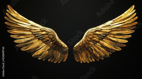 Golden wings set against a sleek black background in ultra high definition wallpaper, wings, gold, black, background