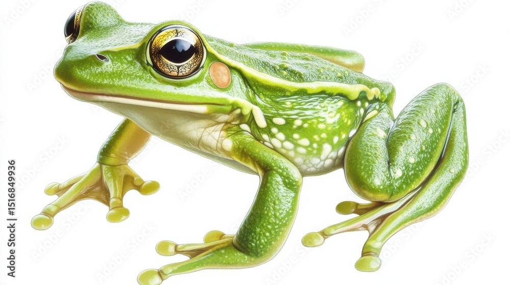 Obraz premium Cartoon frog. Cute green frogs, isolated wild animal in different poses. Life cycle, biology vector illustration illustration , no logos, no brands