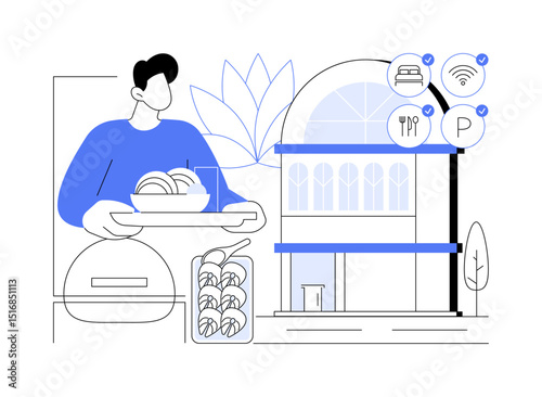 Design hotel stay isolated cartoon vector illustrations.