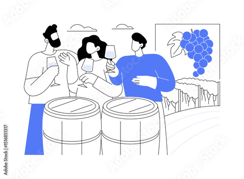 Wine tasting isolated cartoon vector illustrations.
