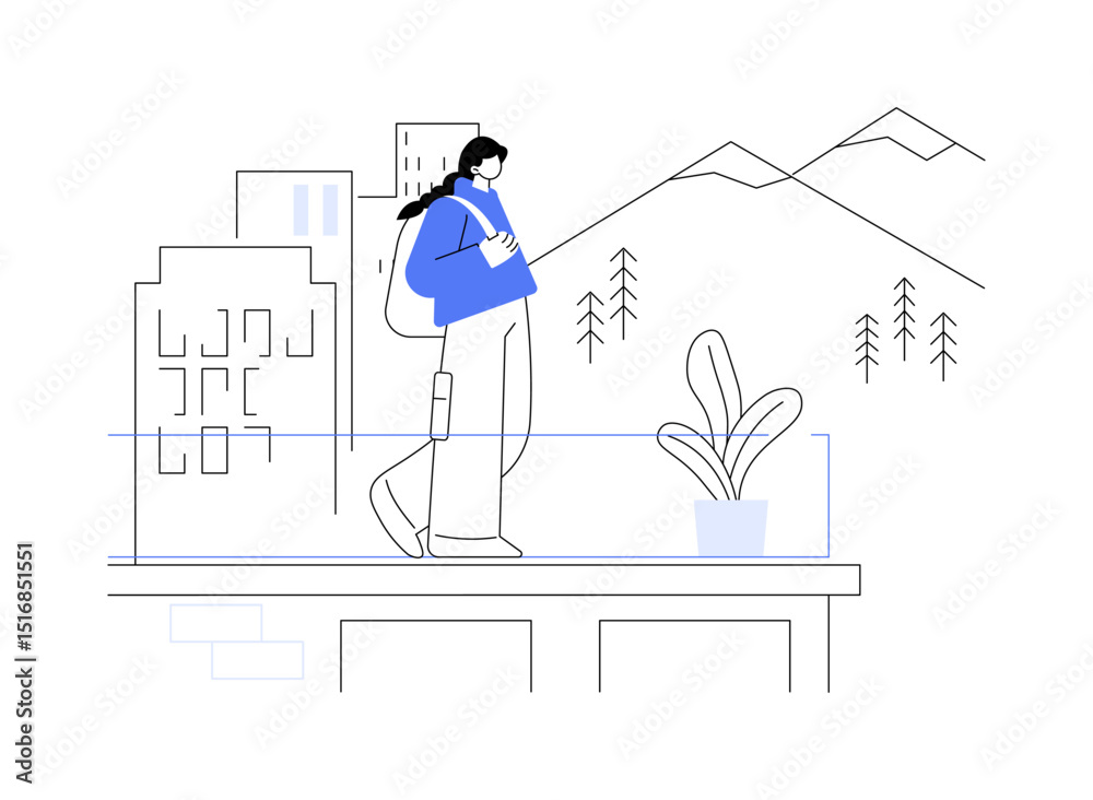 Fototapeta premium City view isolated cartoon vector illustrations.